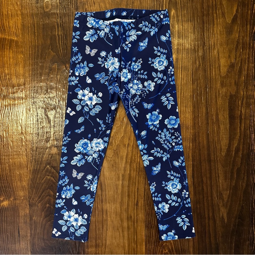 Terez New York Girls Fine China Blue Floral Leggings Pants Size 6x NEW MSRP $58